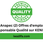 Responsable Qualité anapec recrute offres d'emploi à kenitra alwadifa maroc